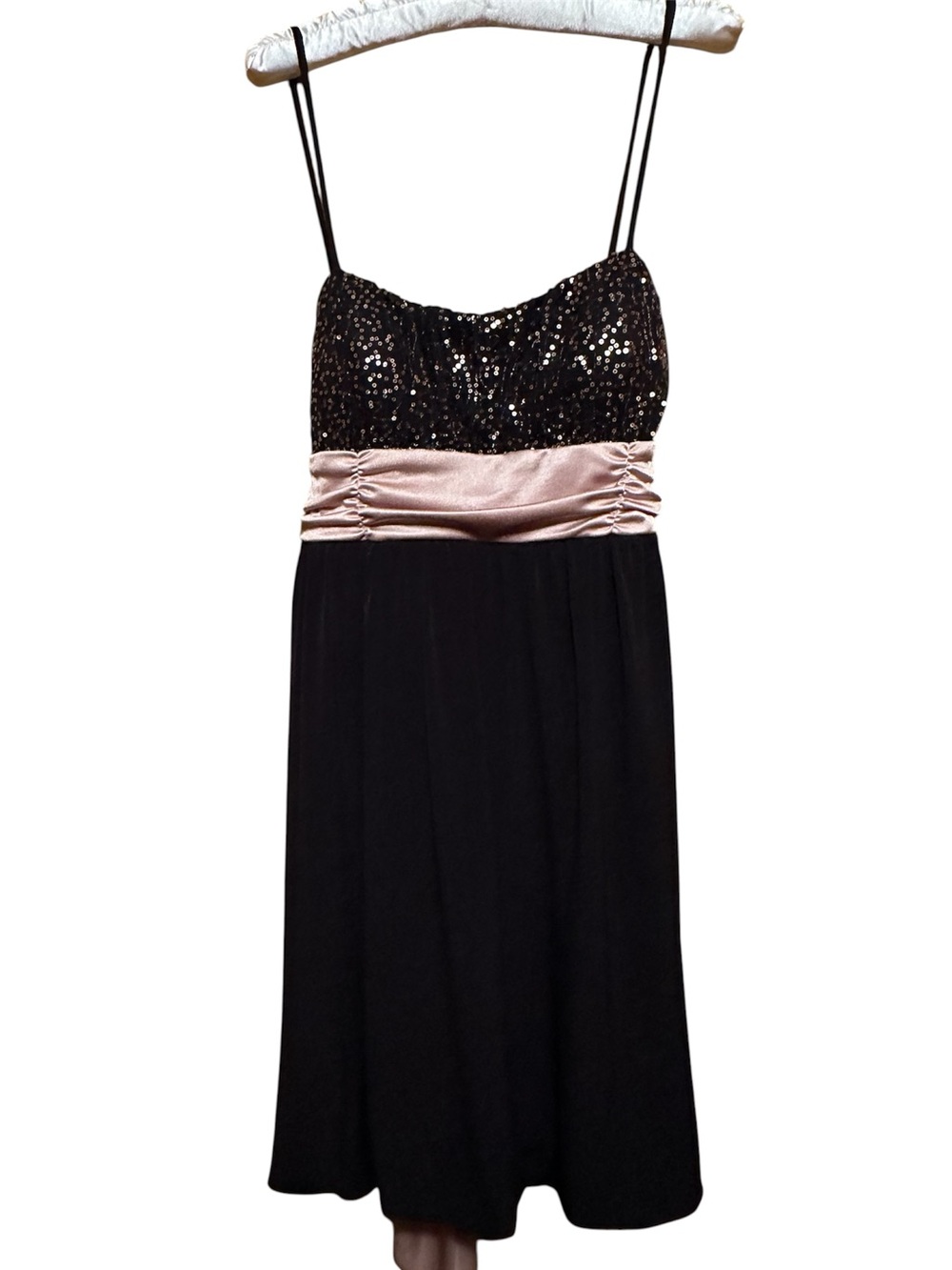 BCX Babydoll Black Sequin Bodice Evening Dress size large